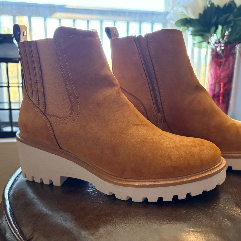 MIA Tan Ankle Booties with White Soles